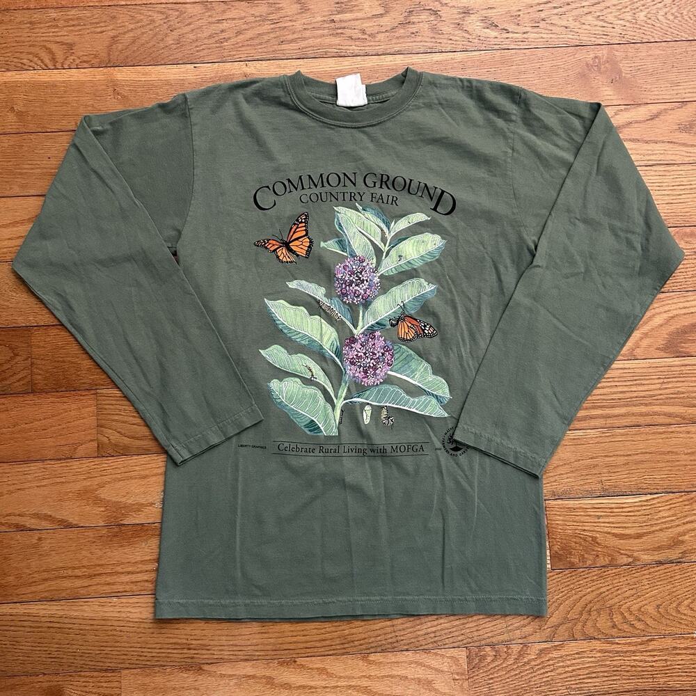 Common Ground Country Fair 2023 Floral Butterfly Long Sleeve Tee Shirt Small